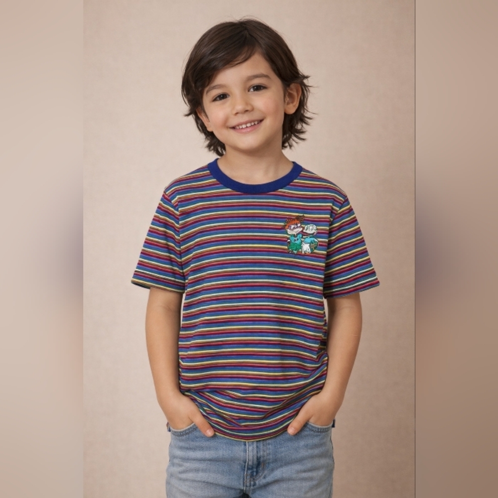 vintage 90s nickelodeon‎ Striped Children t shirt Size Small